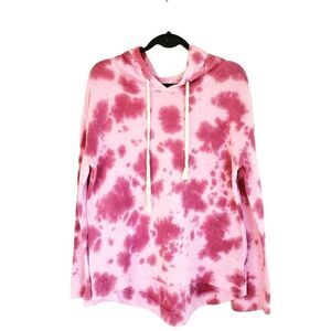 True Craft Womens Hoodie Pink M Oversized Hooded Tie-Dye Top Long Sleeve
